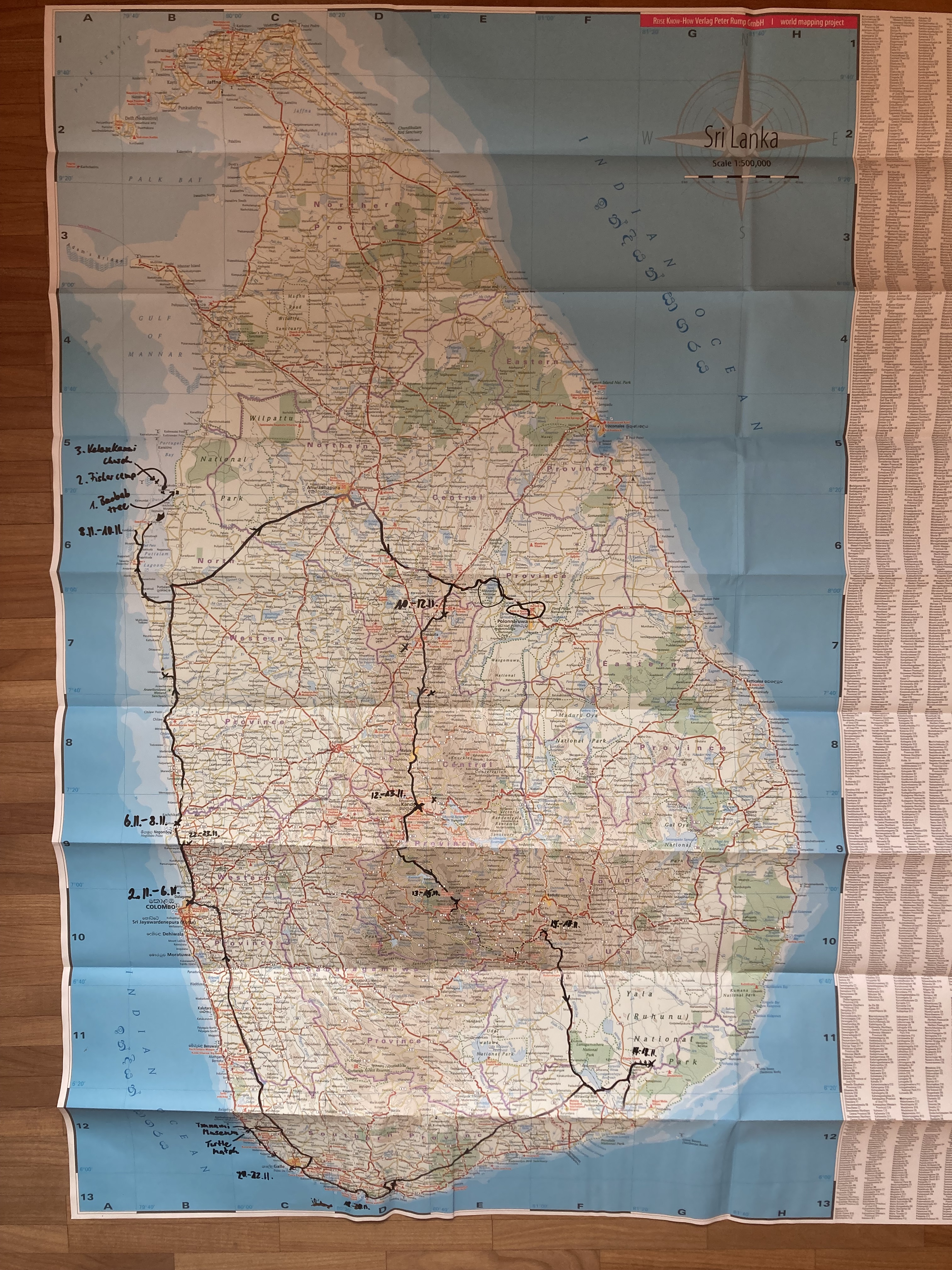 Sri Lanka 2024 Karte und Route